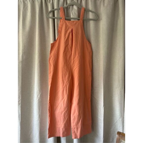 NEW Peach Girls Cotton Linen Jumpsuit Romper Wide Leg 9-10Y - Picture 2 of 5